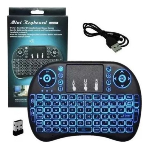 Mini Teclado Bluetooth Controle Tv Box Pc Box Smart Keyboard Mouse Preto Teclado Preto