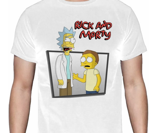 The Simpsons - Rick & Morty - Parodia - Polera - Blanca