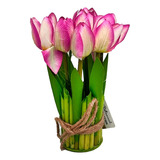Ramo De Tulipanes Artificiales 6 X 19 Cm Rosado
