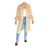 Sobretodo Kimono Largo Boleros Flores Cardigan Mujer Juvenil