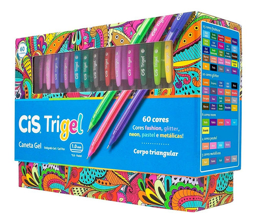 Caneta Colorida Gel Trigel 60 Cores Cis