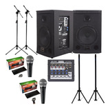 Kit Saga 8 Ativa Passiva Mesa6 Canais 2 Mic Shure Pga48 Orig