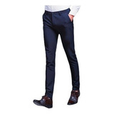 Pantalones De Vestir Hombre Formal Slim Color Solido