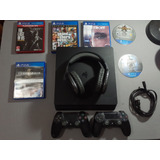 Play Station 4 Slim Incluye 7 Juegos Y Audifonos 