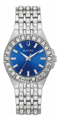 Relógio Bulova Feminino Crystal Phantom 96l290 Cor Da Correia Prateado Cor Do Bisel Prateado Cor Do Fundo Azul