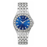 Relógio Bulova Feminino Crystal Phantom 96l290 Cor Da Correia Prateado Cor Do Bisel Prateado Cor Do Fundo Azul