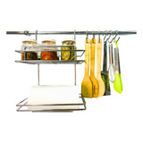 Set Barral Con Especiero Y Porta Rollo De Cocina + Ganchos