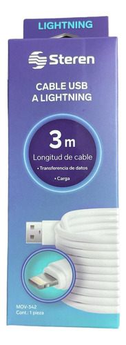 Steren Cable Usb A Lighthing Longitud 3m  Mov-342