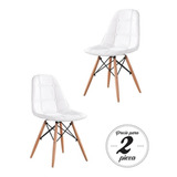 Silla Eames, Vinipiel Con Botones Set 2pz