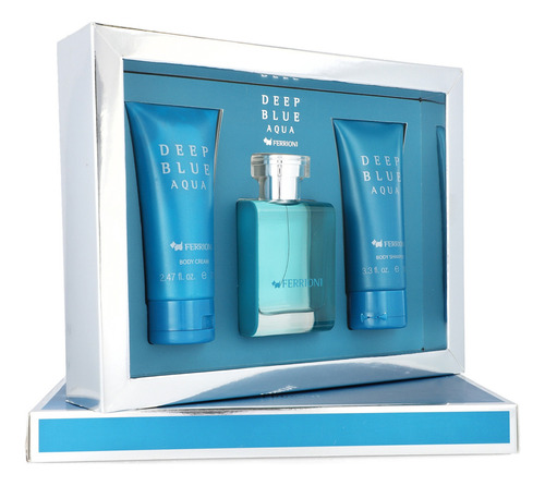 Set Ferrioni Deep Blue Aqua 3pzs 100/ Body Shampoo/bodycream Género Hombre