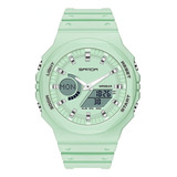 Relógio De Pulso Sanda Sanda 6016 Com Corpo Preto, Analógico-digital, Fundo Verde, Com Pulseira De Tpu Colorida E Fivela Simples