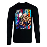 Camiseta Goku Ssj Blue Manga Larga Camibuso Sueter Geek