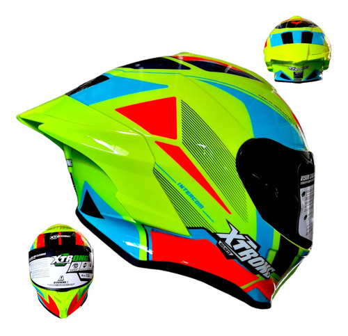 Casco Moto Integral Xtrong Deportivo Amarillo Ece2206 Dot