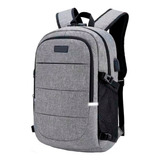 Mochila Impermeable Antirrobo Gris Gran Capacidad Puerto Usb Candado De Combinación Laptop Escolar Resistente Multifuncional