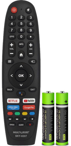 Controle Remoto Compatível Tv Multilaser Smart Tl042 Tl045