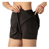 Pantalones Cortos De Running Para Mujer 2 En 1 Con Bolsillo