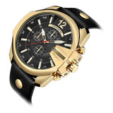 Reloj Cuarzo Hombre Curren Correa De Cuero Dial Grande