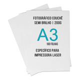 Papel Foto Para Impressora Laser Couche A3 200g 100 Folhas Cor Branco