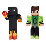 Kit Boneco Athos E Cadres Streamers Pelúcia Minecraft - 30cm