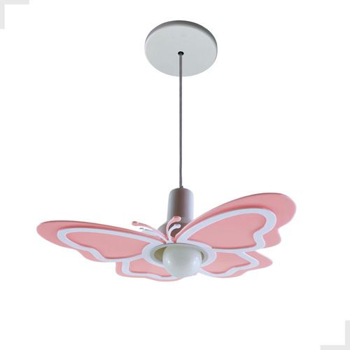 Luminária Pendente Borboleta Infantil Quarto Menina O Teto Cor Rosa 110v/220v