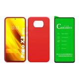 Forro Funda Silicone Case Para  Xiaomi Poco X3  + Vidrio