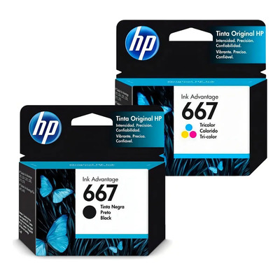 Cartucho De Tinta Hp 667 Deskjet Ink Advantage Cor Preto E Colorido Do 4 Ml 2 Unidades | Frete grátis
