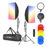 Neewer 2-pack Kit De Iluminación Led 2,4g Softbox Con Filtro