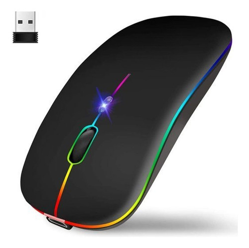 Mouse Inalambrico Recargable Silencioso Rgb Color