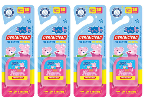 4 Fio Dental Infantil - Peppa Pig - 25m - Rosa - Dentalclean