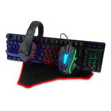 Combo Teclado Semi Mecânico Mouse Gamer Rgb Headset Mousepad