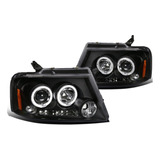 Ford F150 F-150 2004 - 2008 Par Faros Lupa Led Fondo Negro