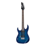 Guitarra Elétrica Para  Canhoto Ibanez Rg Gio Grx70qa De  Choupo Transparent Blue Burst Com Diapasão De Amaranto