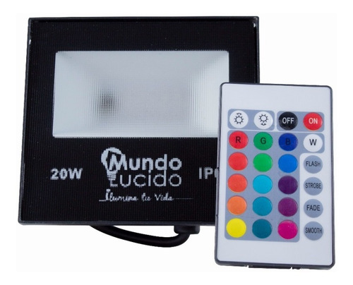 Reflector Led 20w Rgb Multicolor Con Control Remoto Exterior