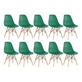 10 Cadeiras Charles Eames Wood Cozinha Eiffel Dsw Cores Cor Da Estrutura Da Cadeira Verde-escuro