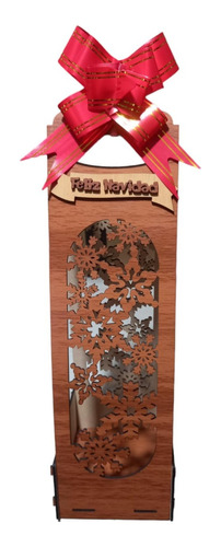 Caja   Porta Vino  Diseño  Feliz Navidad  Incluye Lazo