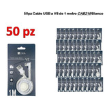 1hora Cab219 Cable Usb A V8 50pz 1 Metro Color Blanco En L