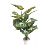 Planta Artificial Decorativa Caladium Verde-blanco De 50cm