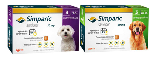 1 Simparic 80mg 20,1-40kg +1simparic 10mg 2,6-5kg 3 Comp.