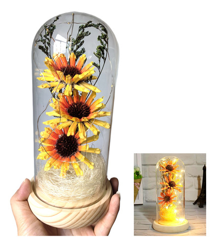 Flor Eterna Amarillo Girasoles, Sésamo, Flore Con Luz Led