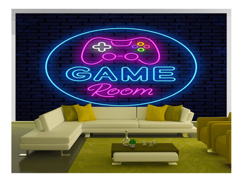 Papel De Parede Sala De Jogos Game Room Retro 3,5m² Jcs112
