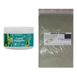 Argila Pura Verde 500g E Creme Depila Sem Dor Aloe Vera