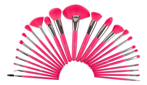 Juego De Brochas De Maquillaje Rosa Neón, 24 Piezas