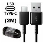 Cable Cargador Tipo C Compatible Samsung S8 S9 S10 S20 S21 Color Negro