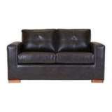 Sofa Franco 2 Cuerpos Pu Café Pata Madera / Muebles América