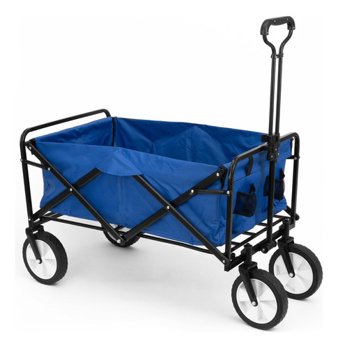 Carrito Vagon Plegable Transportador Multiusos Con Manija Color Azul