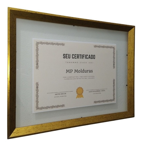 Porta Certificado A4 21x30 Diploma Quadro Foto Com Vidro 