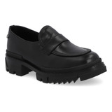 Zapato Mocasín Dama Flexible Casual Tacón 4cm Negro 410-29