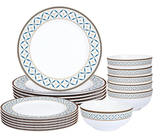 Vajilla En Set Porcelana Gris Azulado Neg 18 Piezas Fanquare