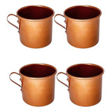 Kit 4 Canecas Copo Moscow Mule Alumínio Cor Cobre 300 Ml