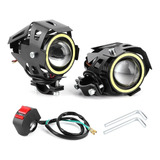 Par Faros Proyector Lupa Led Switch Moto U7 Ojo Angel A-vip